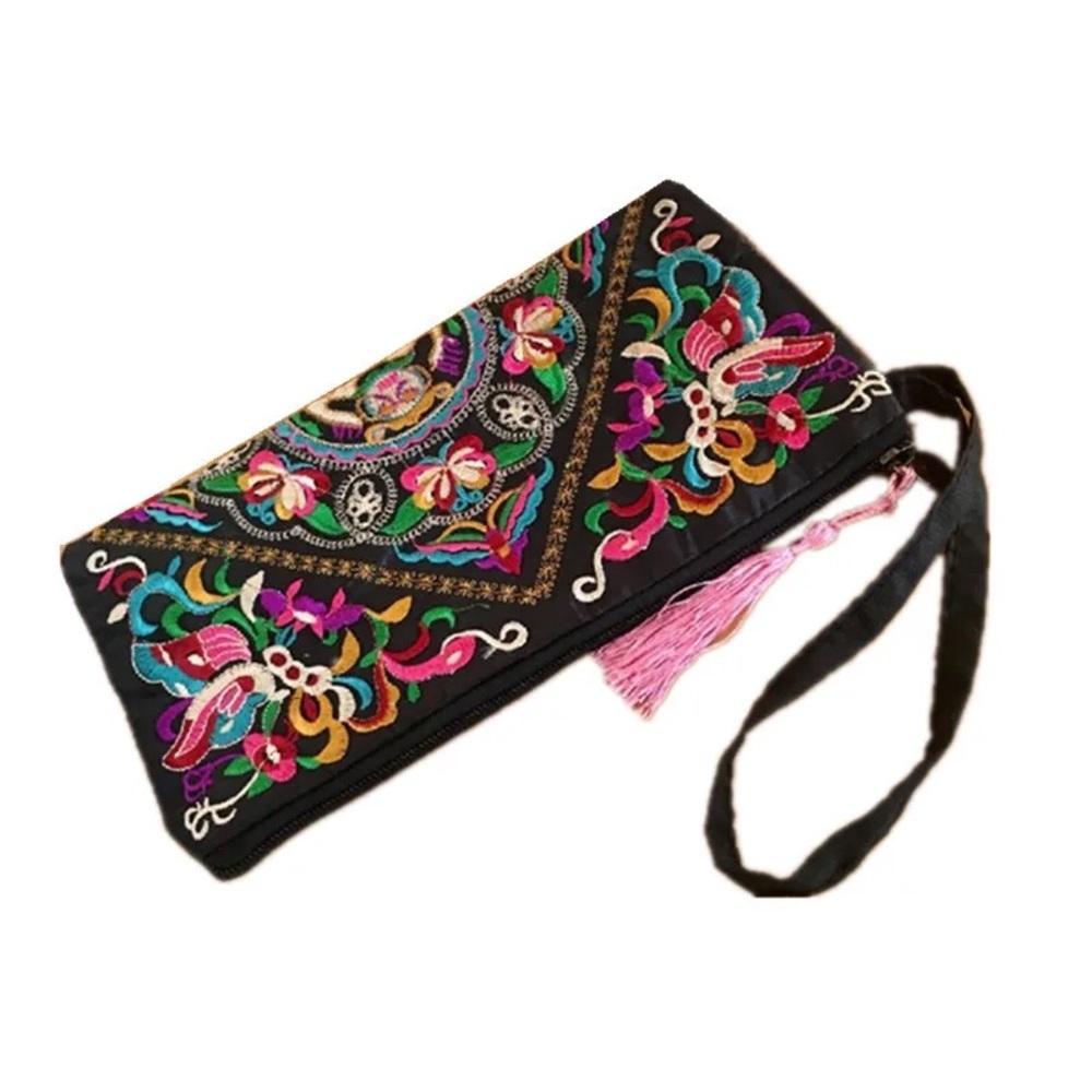 NWT- Embroidered Clutch Bag